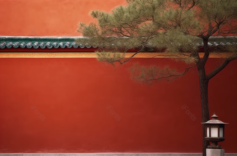 红色的古城墙和大树的背景,高清,摄影图,摄影图片,图片大全,摄影图免费下载